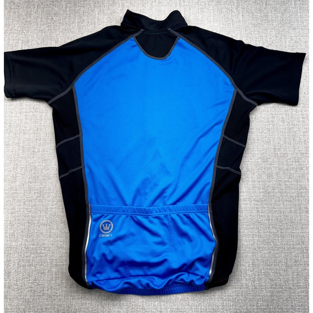 Canari Cycling Jersey Adult Medium Blue Full Zip Sports Stretch Mens - Picture 4 of 7
